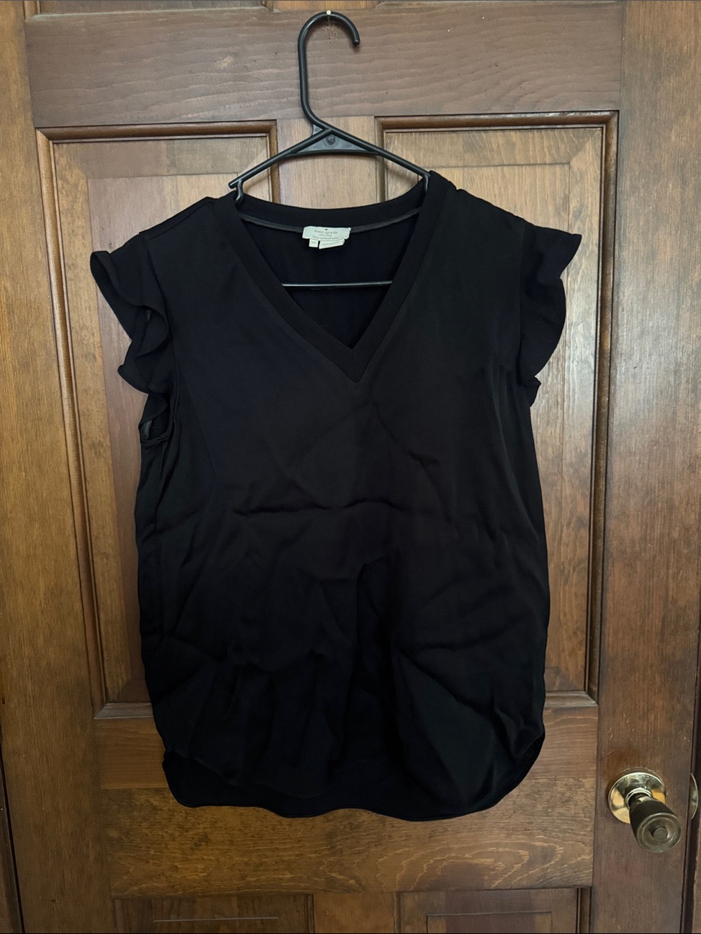 kate spade Black V-Neck Ruffle Sleeve Blouse